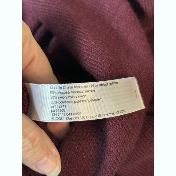 Eloquii Women’s 16 Cowl Neck Side Split Sweater Midi Dress Burgundy Stretch - Picture 9 of 14